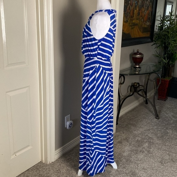 Chico’s Blue and White Aquamarine Days Striped Sleeveless Long Maxi Dress size M - Picture 5 of 10